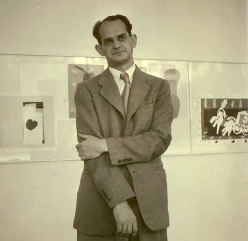 Manny Farber in a suit